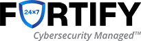 Fortify 24x7 logo with "Cybersecurity Managed" servicemark